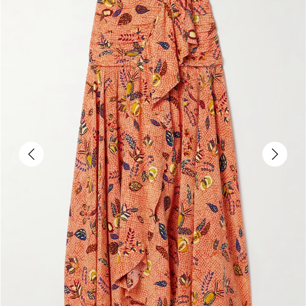 Ulla Johnson Georgina ruffled printed silk crepe de chine maxi skirt Size 8